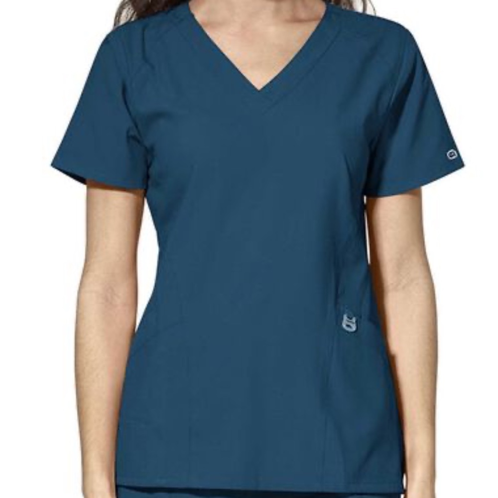 W123 by WonderWink Women's Stylized V-Neck  Scrub Top-New with Tags
